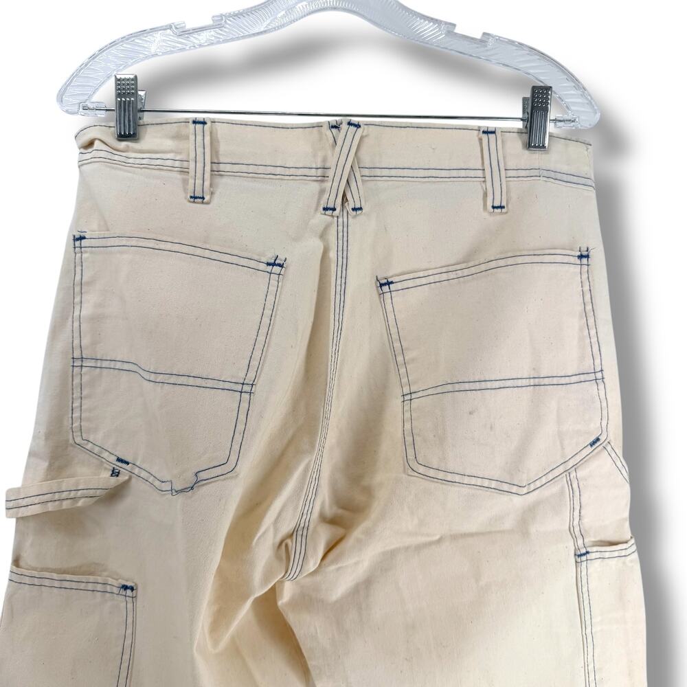 Smith's Painter Carpenter Pants Natural Canvas Contrast Stitch Workwear 32 VTG